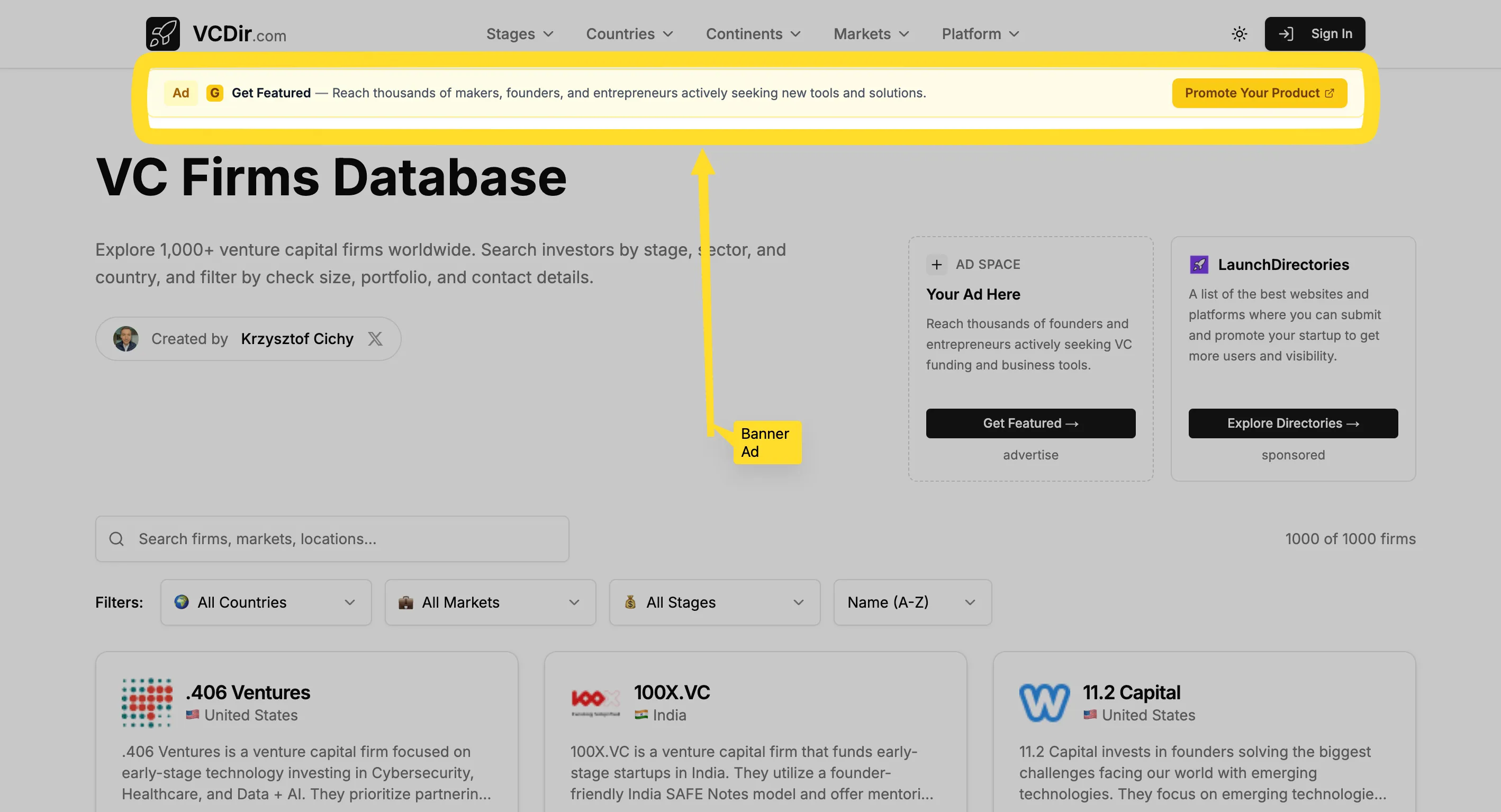 Banner ad placement preview
